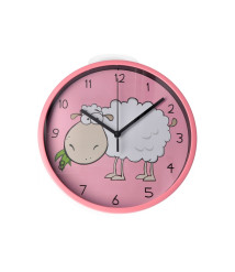 Ceas de perete din plastic Optima LITTLE LAMB, roz
